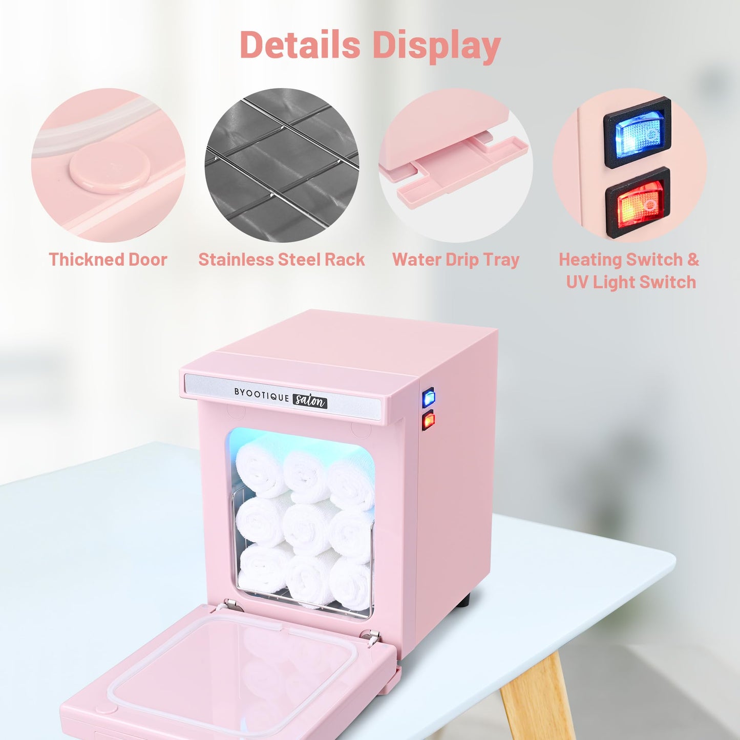Byootique 5L Mini Towel Warmer, 2in1 Professional Fast Heating Cabinet for Facial Spa, Hair Salon, Barber Shop, Beauty Salon, Pi