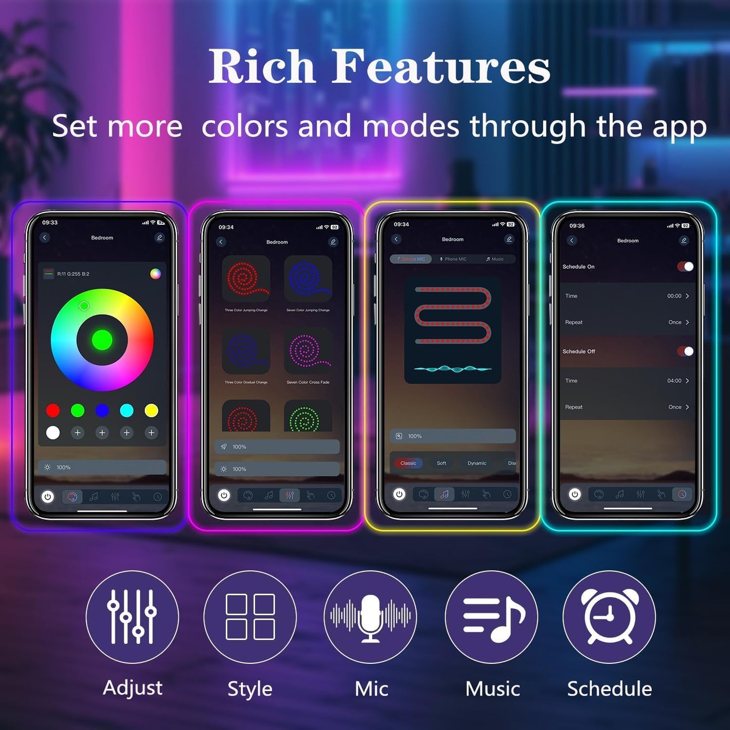 Bvokon RGB Neon Rope Lights, 32.8FT Flexible LED Strip, App/Remote Control, Music Sync, IP65 Waterproof
