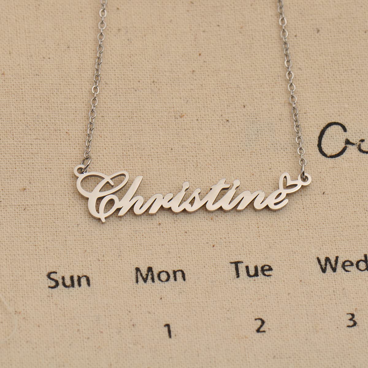 HUAN XUN Customized Natasha Name Necklace Silver Stainless Steeel for Women Personlized Jewelry Gifts for Mother