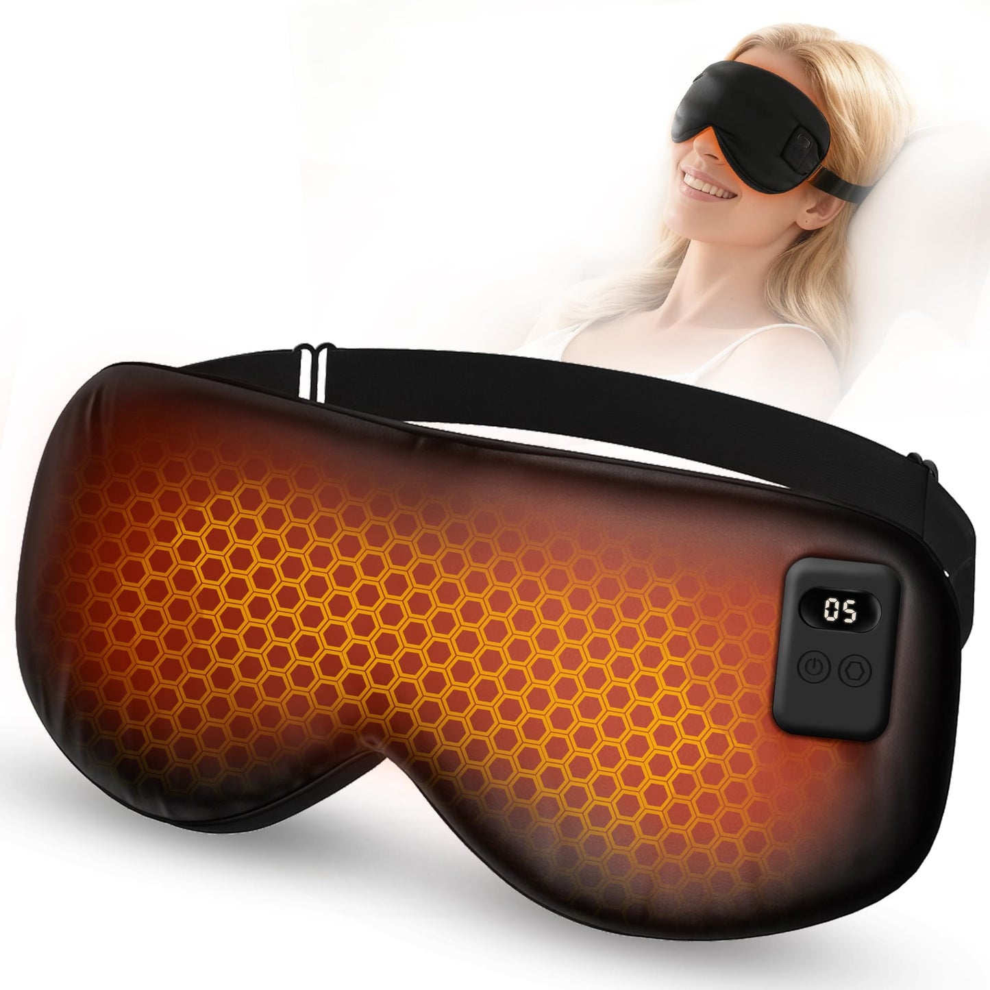 HOTHUGZ Cordless Heated Eye Mask, Silk Warm Eye Compress for Dry Eyes, Eye Relief, Improved Sleep, Washable Eye Heating Pad for Travel, 5 Temp & 6 Timers, 2-in-1 Heated & Cooling Gel Mask(2 Pack