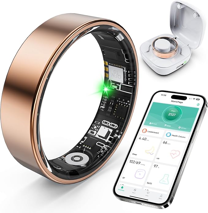 SARUNN ER Smart Ring with Sleep Monitoring, Step Counting, Heart Rate, Blood Oxygen for iPhone and Android, No Subscriptio...