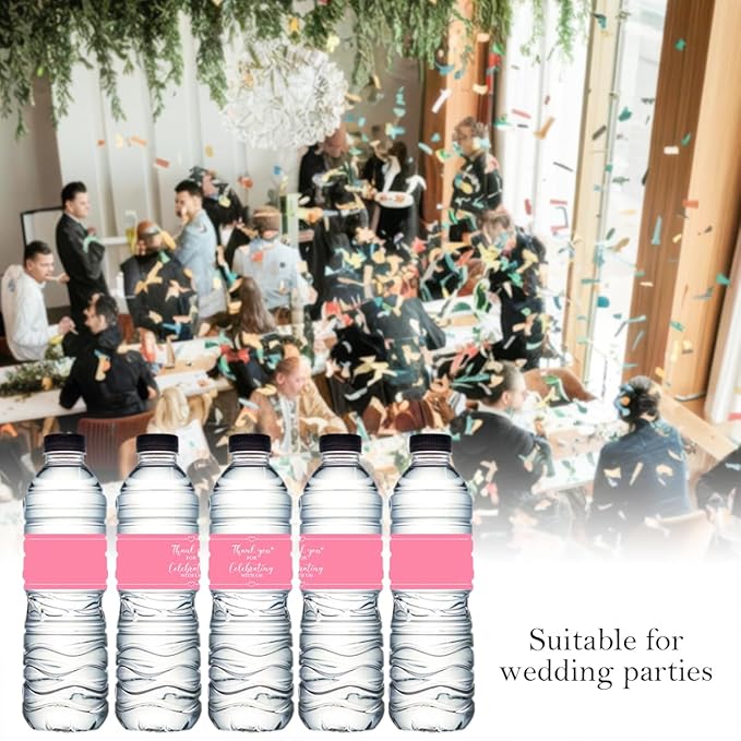 100PCS Wedding Water Bottle Labels Waterproof Greenery Floral Wraps Sticker for Water Bottle Baby Shower Bottle Label for Bridal Shower Party Thanks A17