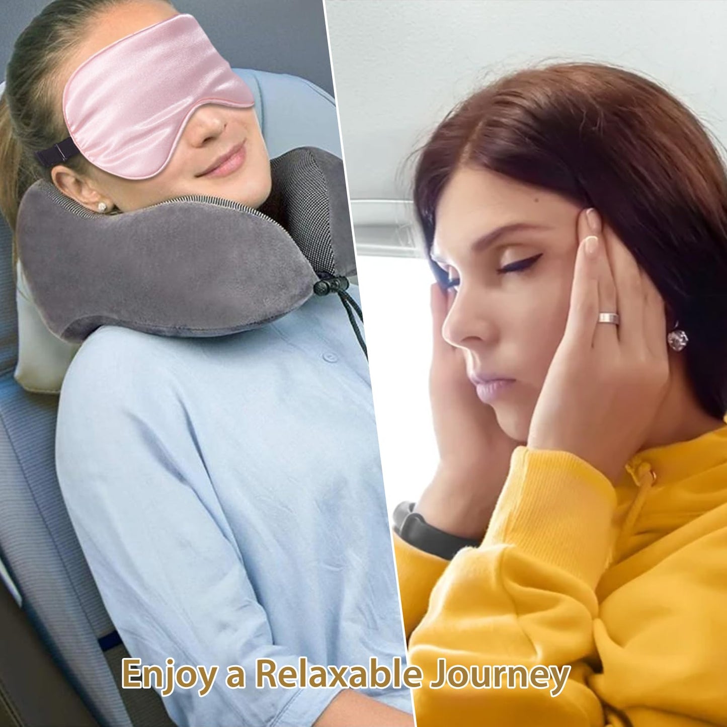 JroyJoy 4 Pack Silk Sleep Mask - 100% Blackout, Zero Eye Pressure, Blindfold with Adjustable Strap, Super Soft Travel Eye Covers (Black, Pink, Blue, Purple)