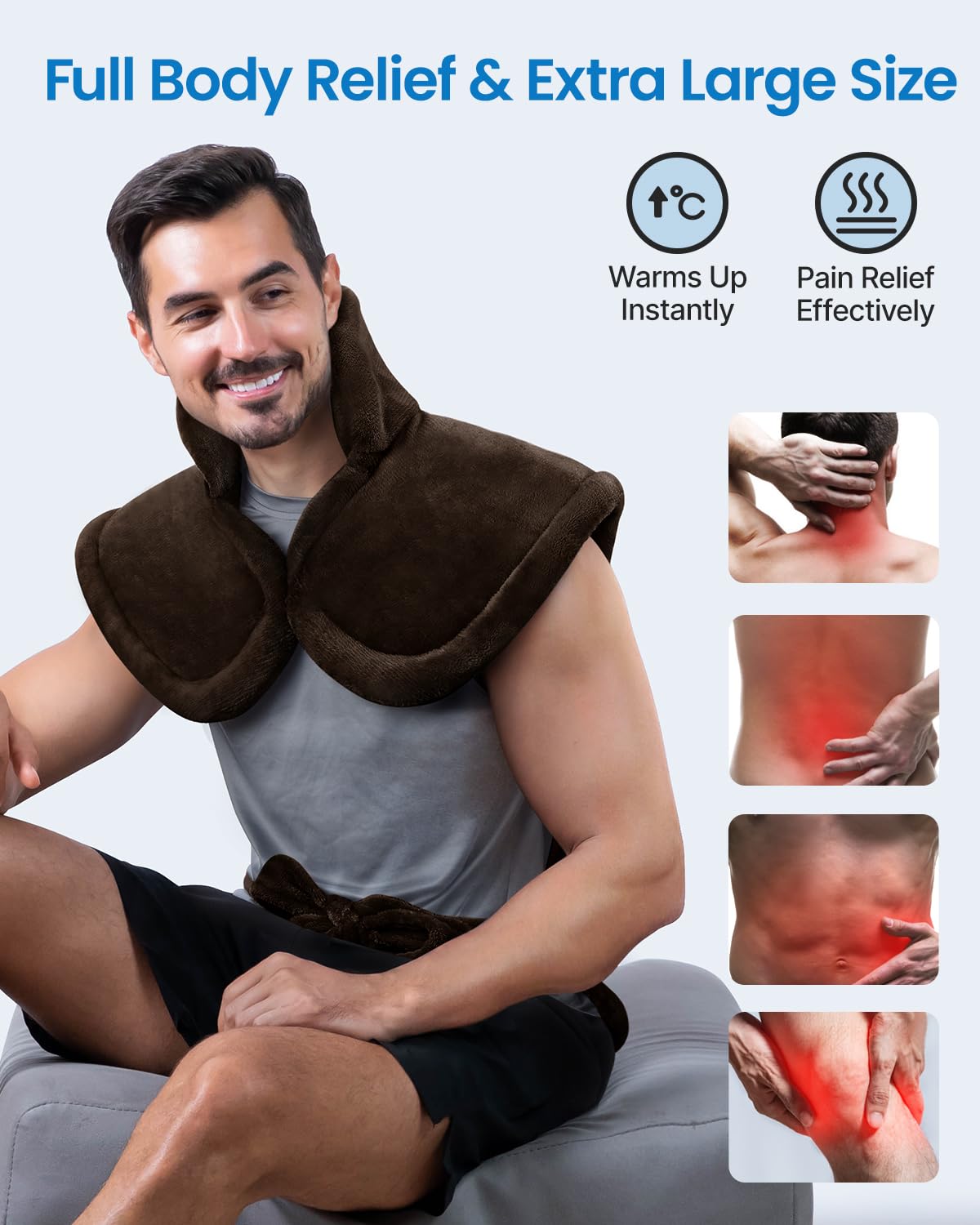 RENPHO Large Full Body Heating Pad, Valentines Day & Practical Gifts for Her Him, Electric Heat Pad for Neck and Shoulders and Back, FSA Eligible, ETL Certified, 24"x37", Brown