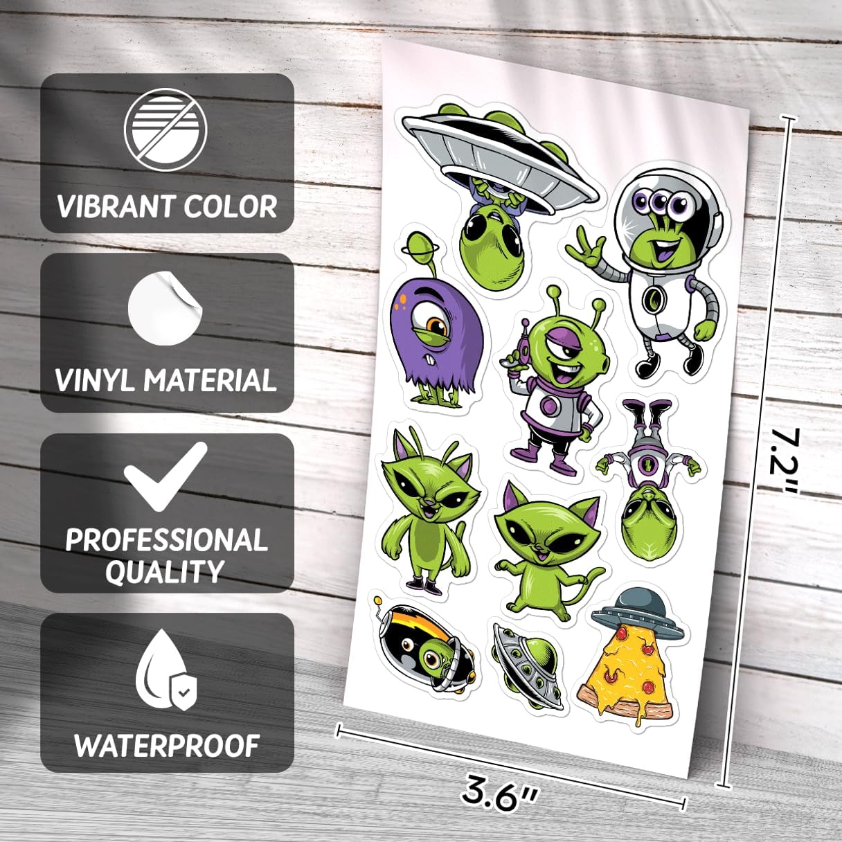 Alien UFO Space Illustration Vinyl 50pcs Stickers Pack for Kids Teens Laptop Water Bottle Skateboard Scrapbook SciFi Lovers Bedroom Hard Car Bottles Hat Adults Wall