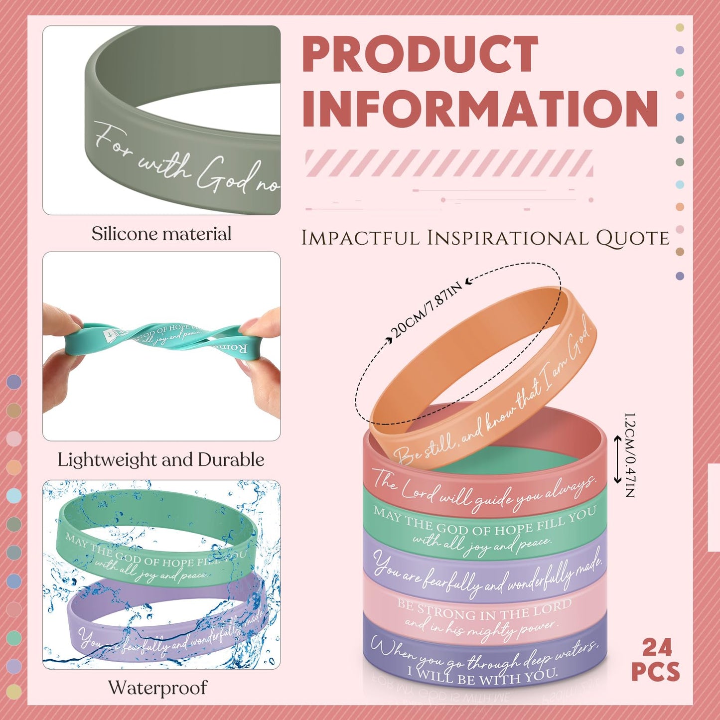 Ecation Bible Verses Bracelets Bulk Scripture Silicone Religious Bracelets Motivational Quote Rubber Wristbands Inspirational Ch