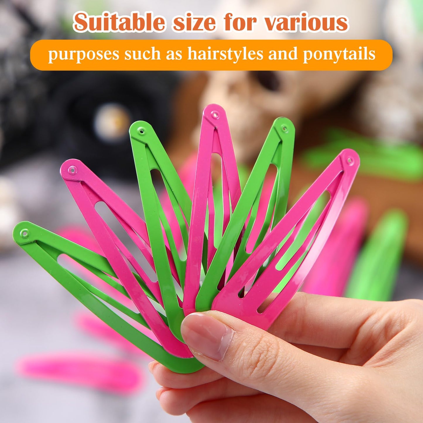 WILLBOND 30 Pieces 3.1 Inch Large Metal Snap Hair Clips Nonslip Barrettes Women Hair Accessories (Pink and Green)