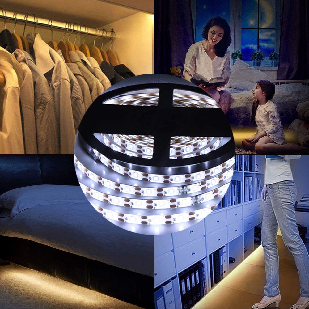 Kucam Motion Sensor Led Closet Light, 1.5M Battery-Powered, 6000K White, Pir Auto On/Off, Ideal For Wardrobe, Bathroom, Kitchen