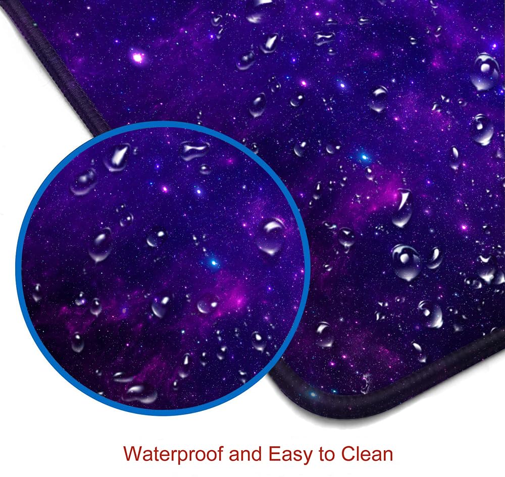 SANWUMIAN Gaming Large Mouse Pad with Stitched Edges, Purple Galaxy Desk Mat, Extended Keyboard Pad, Non-Slip Rubber Base Desk Pad for Keyboard and Mouse, 31.5X11.8 inch