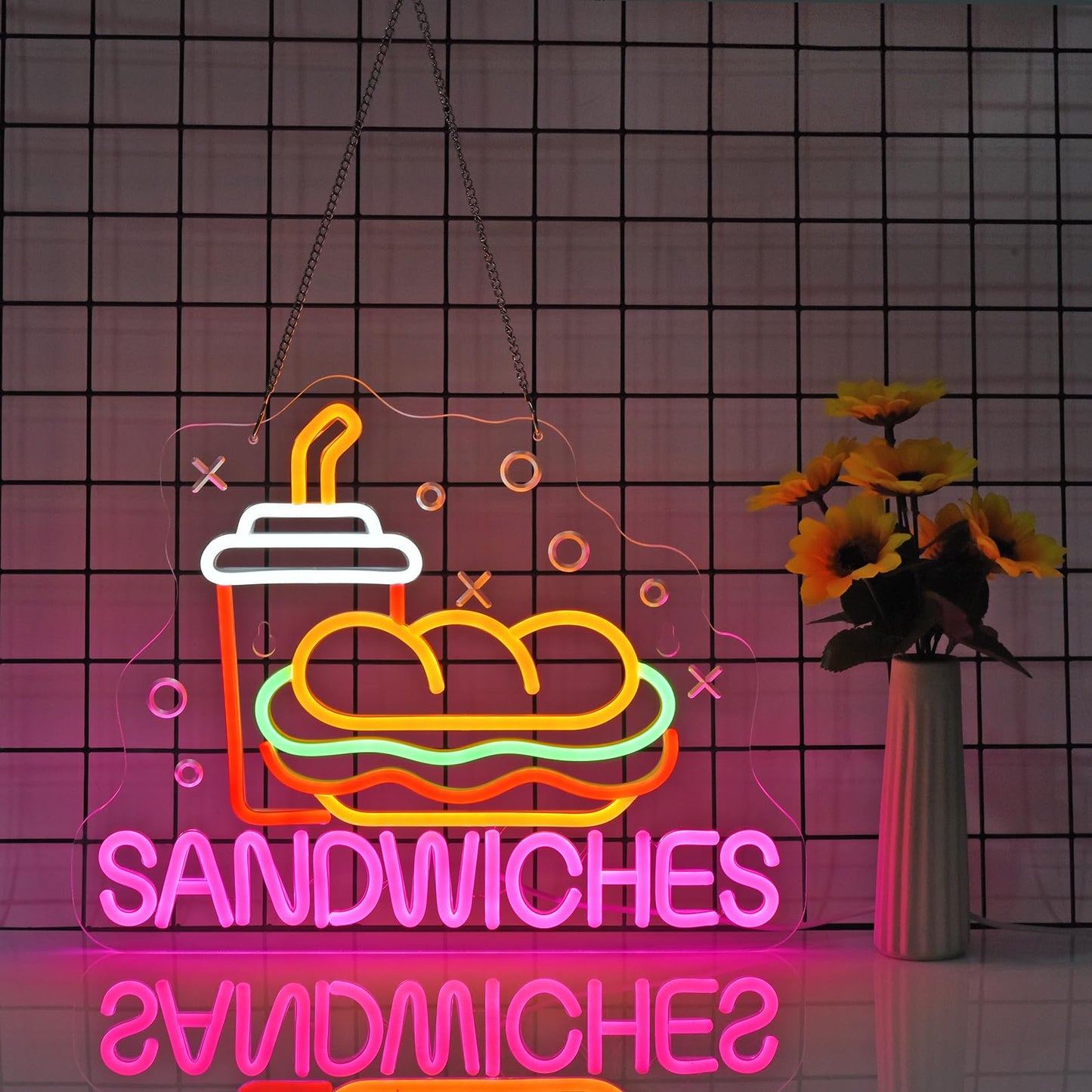 Jomobuty Sandwiches Neon Sign For Wall Decor Led Light Up Sign Business Signage For Home Kitchen Restaurant Fast Food Store Man Cave Party 15.7 X 12.6 Led Art Wall Hanging Decorative Gifts