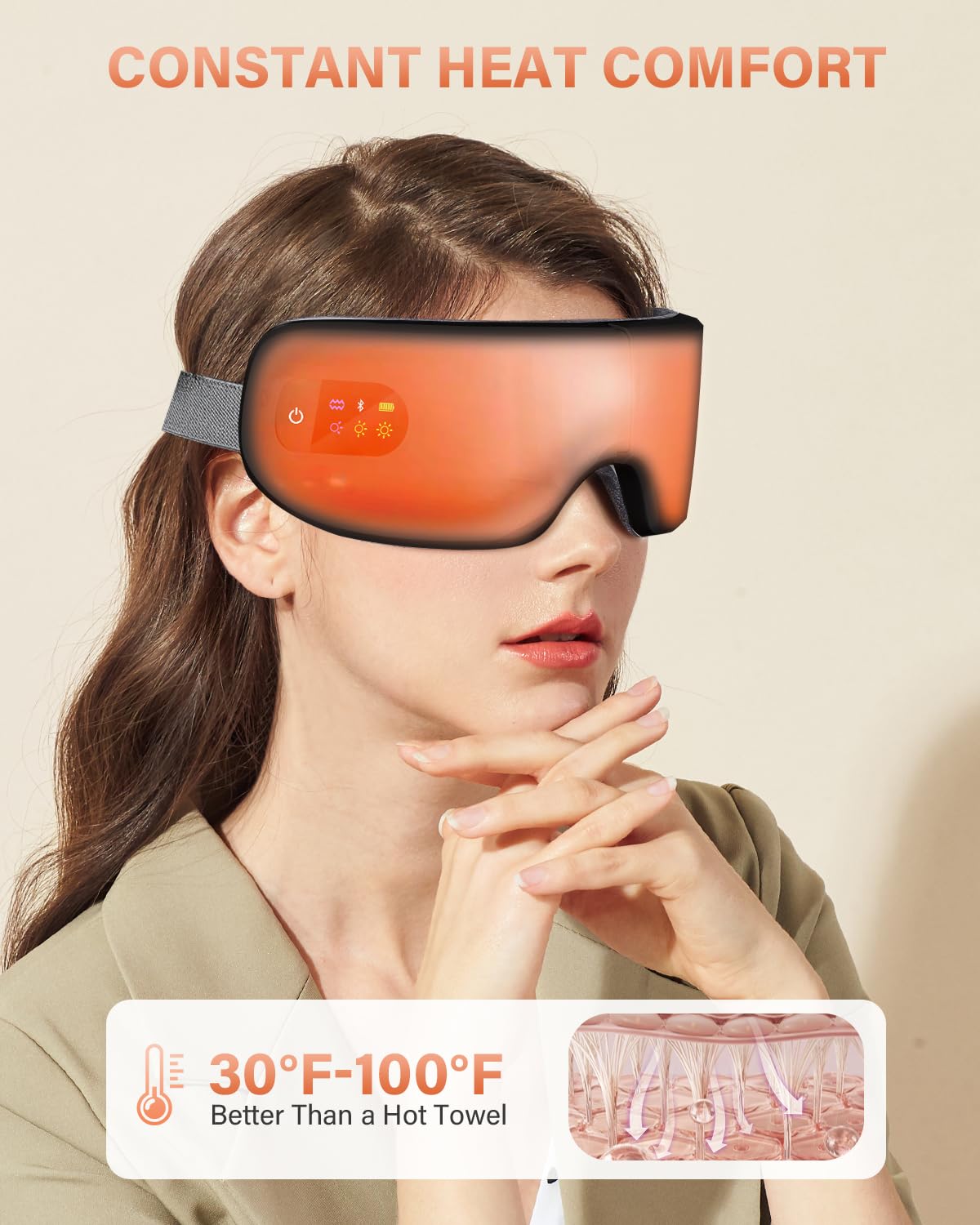 ZZR SEVEN Eye Massager with Heat, 7 Heating and Vibration Modes, Eye Mask, Birthday Gifts for Women, Men, Friend, Mom and Dad, Sleep Mask for Relax, Migraine Relief, Improve Sleep, Black