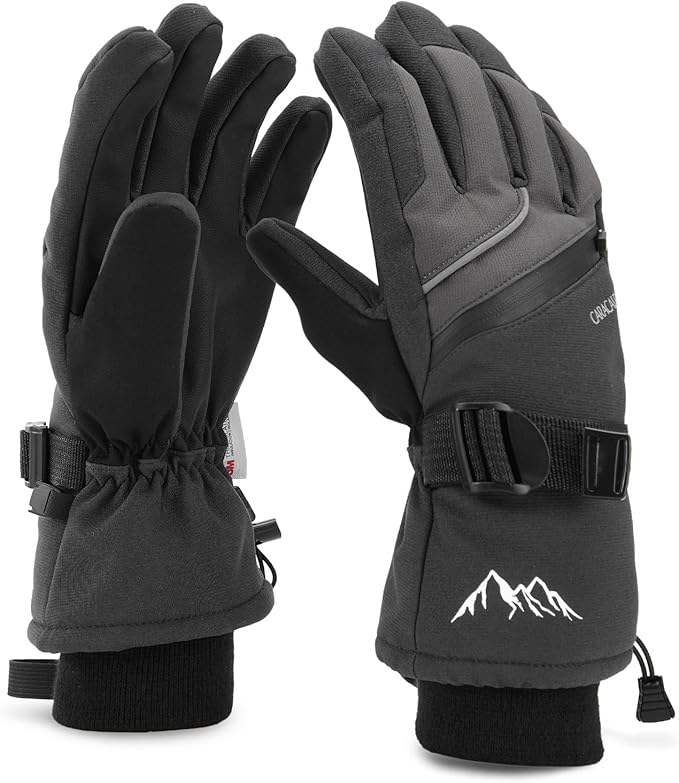 Caracaleap Ski Gloves for Men Women - Winter Snow Windproof Waterproof Skiing Snowboarding for Cold Weather Warm