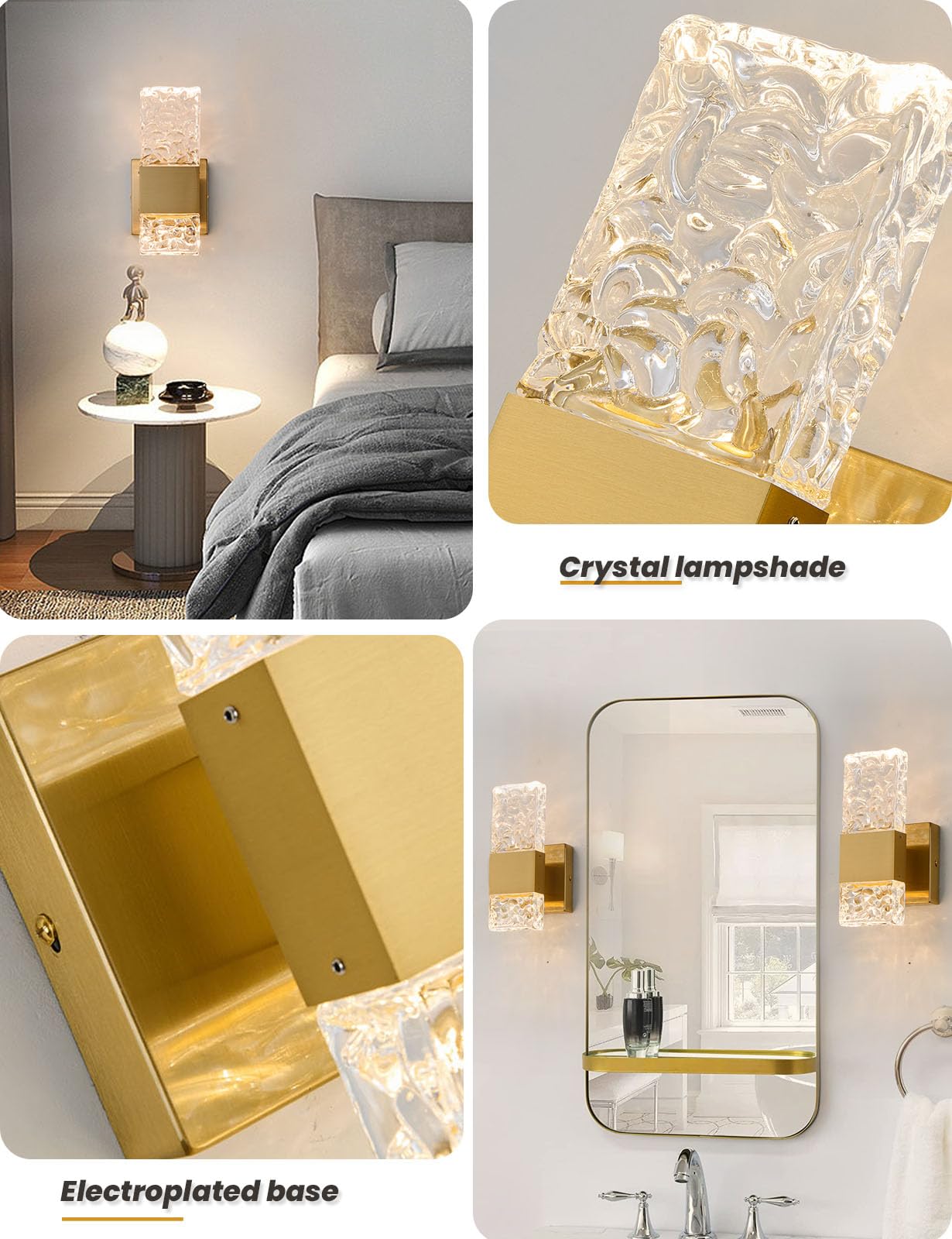 OYLYW Modern LED Vanity Light Brushed Gold Stainless Steel 1 Light JQ1428-1TG