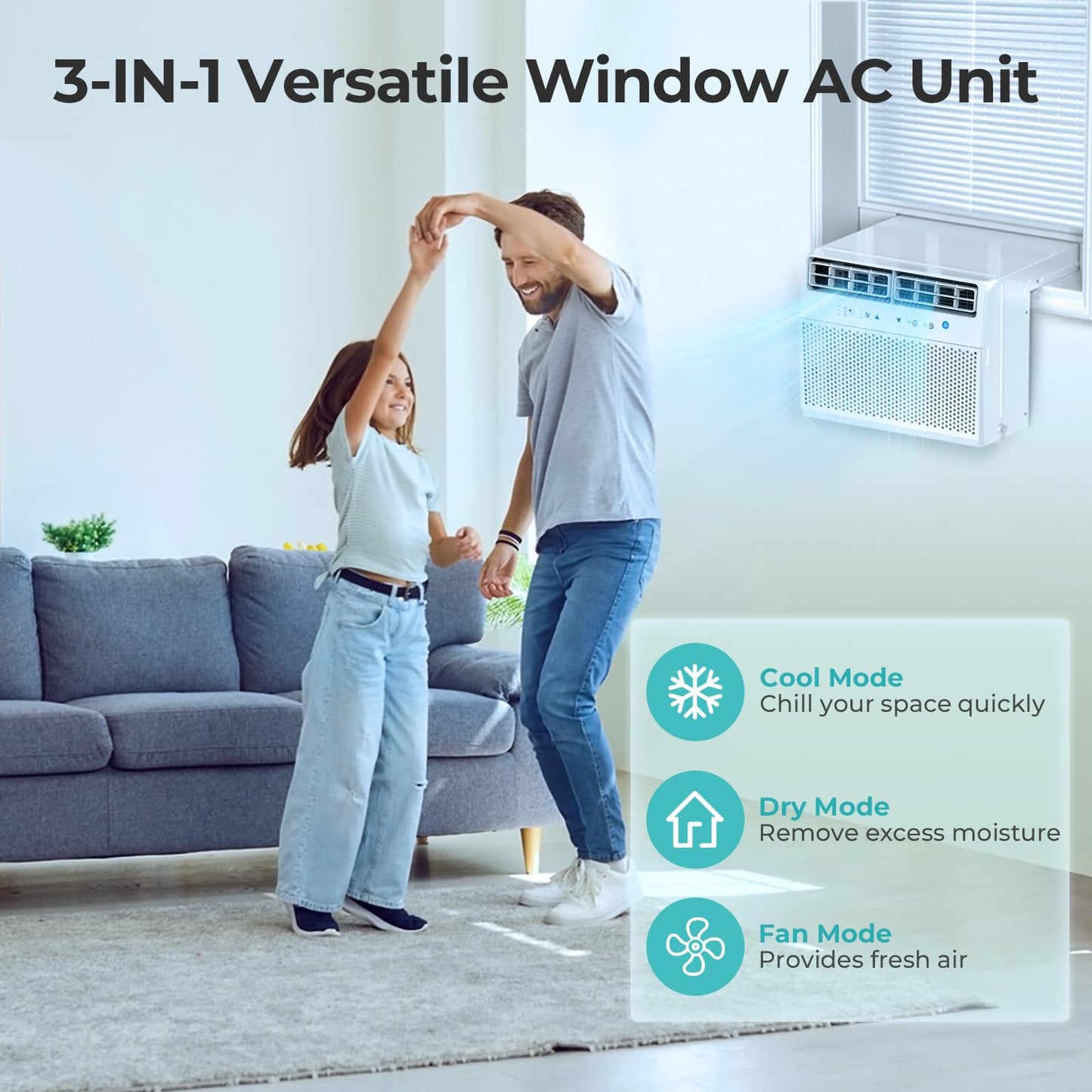 Antarctic Star U-Shaped Air Conditioner Window Unit 10000Btu, Cools Up To 450 Sq. Ft, Quiet Window Air Conditioner, Saddle Windo