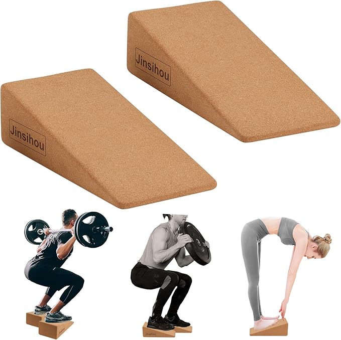 Squat Wedge Block Non-Slip Slant Board Calf Stretcher, 2pcs Ankle Knee Leg Stretcher, Heavy Duty Incline Ramp for Heel Ele...