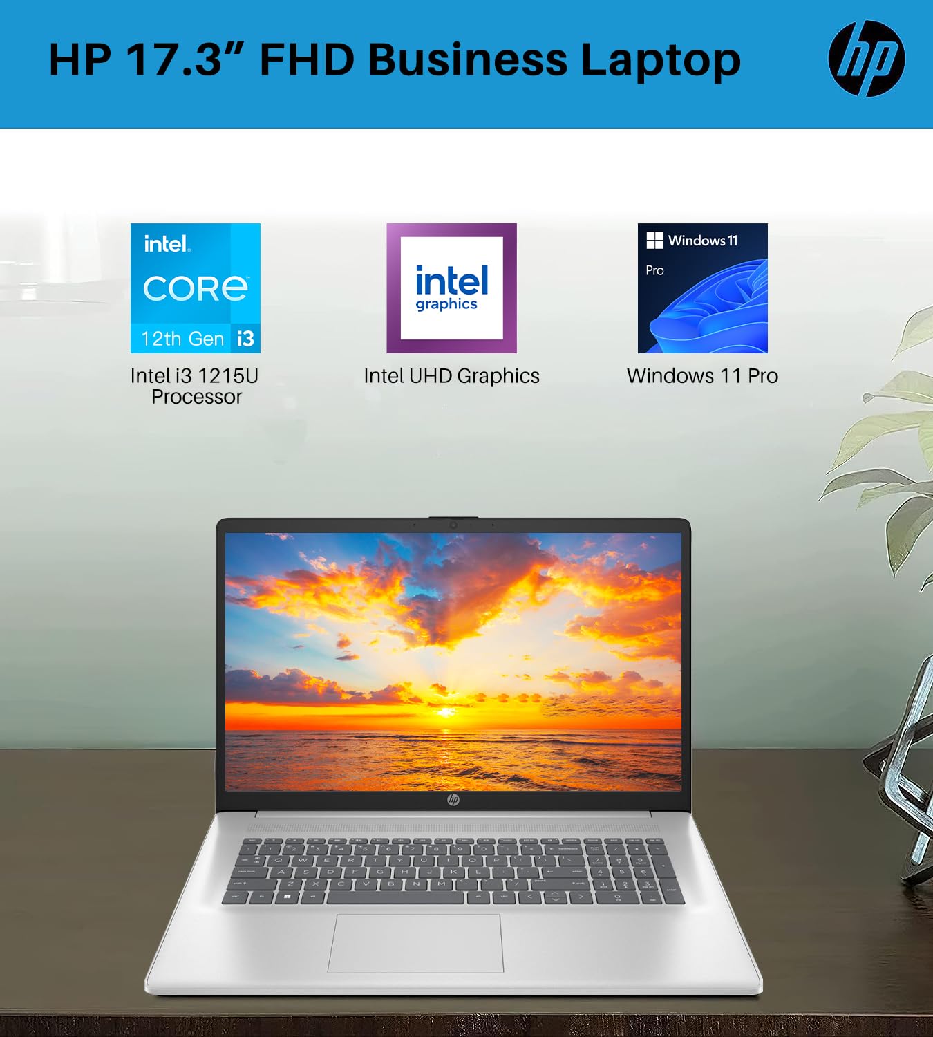 Hp 17.3 Flagship Fhd Business Laptop, 12Th Gen Intel I3 1215U Processor, 64Gb Ram, 2Tb Ssd, Uhd Graphics, Webcam, Anti-Glare, Hd