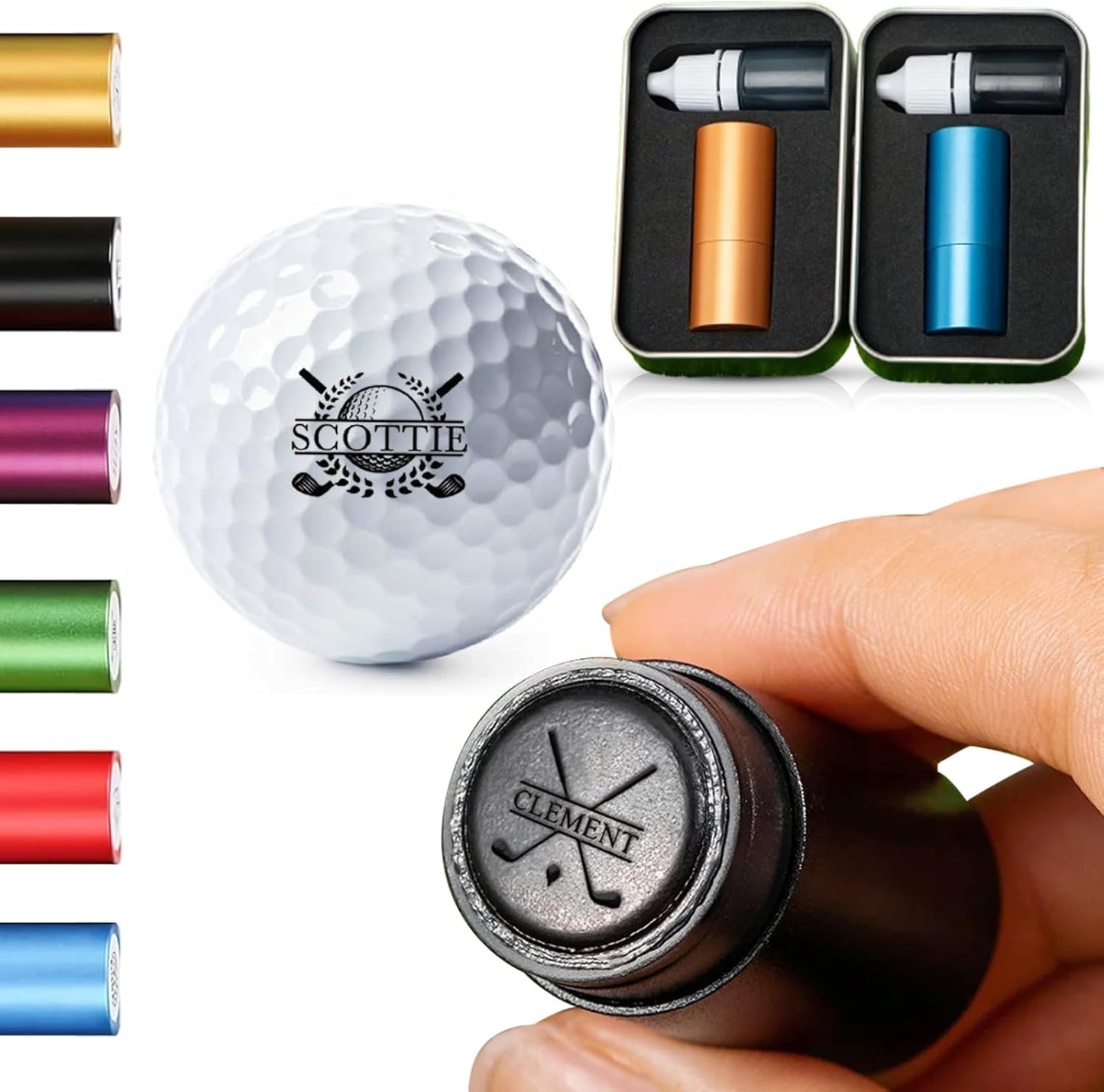 Personalized Golf Ball Stamp with Metal Storage Case, Custom Name Reusable Golf Ball Marking, Golf Accessories, Gifts for Golf Lovers, Golfers, Dad, Husband, Father's Day Birthday