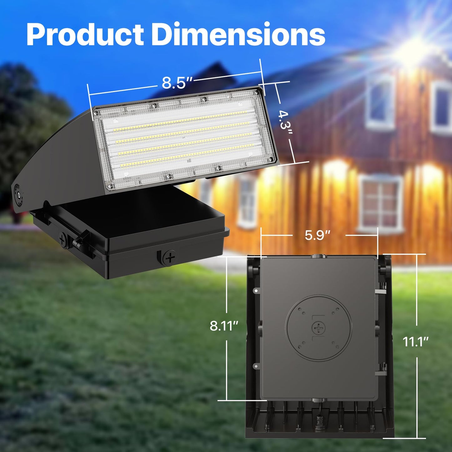 Hyperlite Led Wall Pack Lights 100W With Dusk To Dawn Photocell, Bronze, 13,000Lm - Ideal For Outdoor Security Lighting