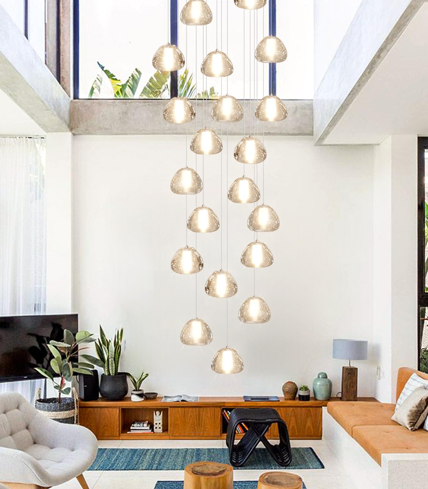 Dolria Gold Modern Crystal Chandelier For Staircases 157 Long Adjustable Ceiling Light For Entrance 3000K Led Hanging Lighting Living Room Hallway Entryway