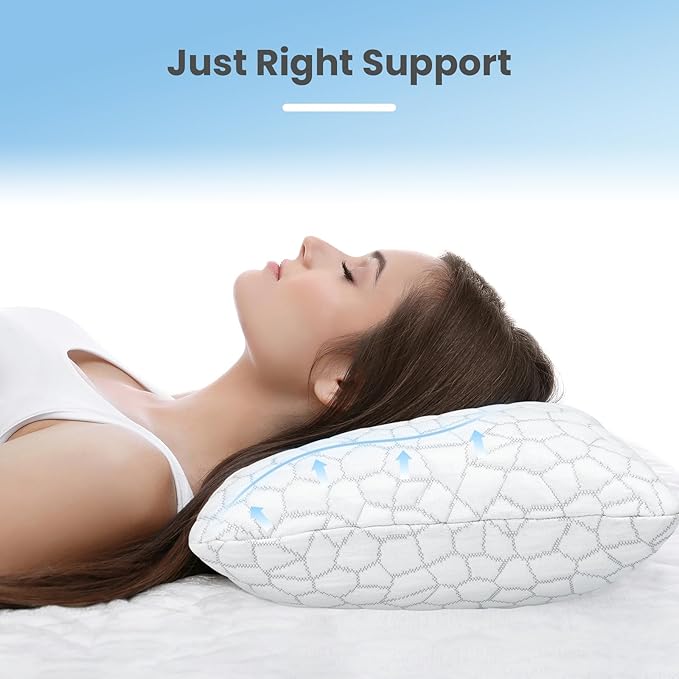 High Cooling Pillow for Hot Sleepers Bed Pillow for Side Sleepers Memory Foam Neck Pillow King Size Pillows with 2 Extra Fill