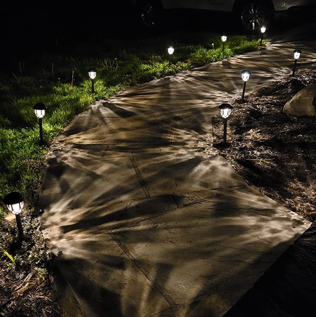 Excmark Solar Pathway Lights - 10 Pack Outdoor Decorative Brown Plastic Garden Lights For Walkway, Sidewalk & Driveway