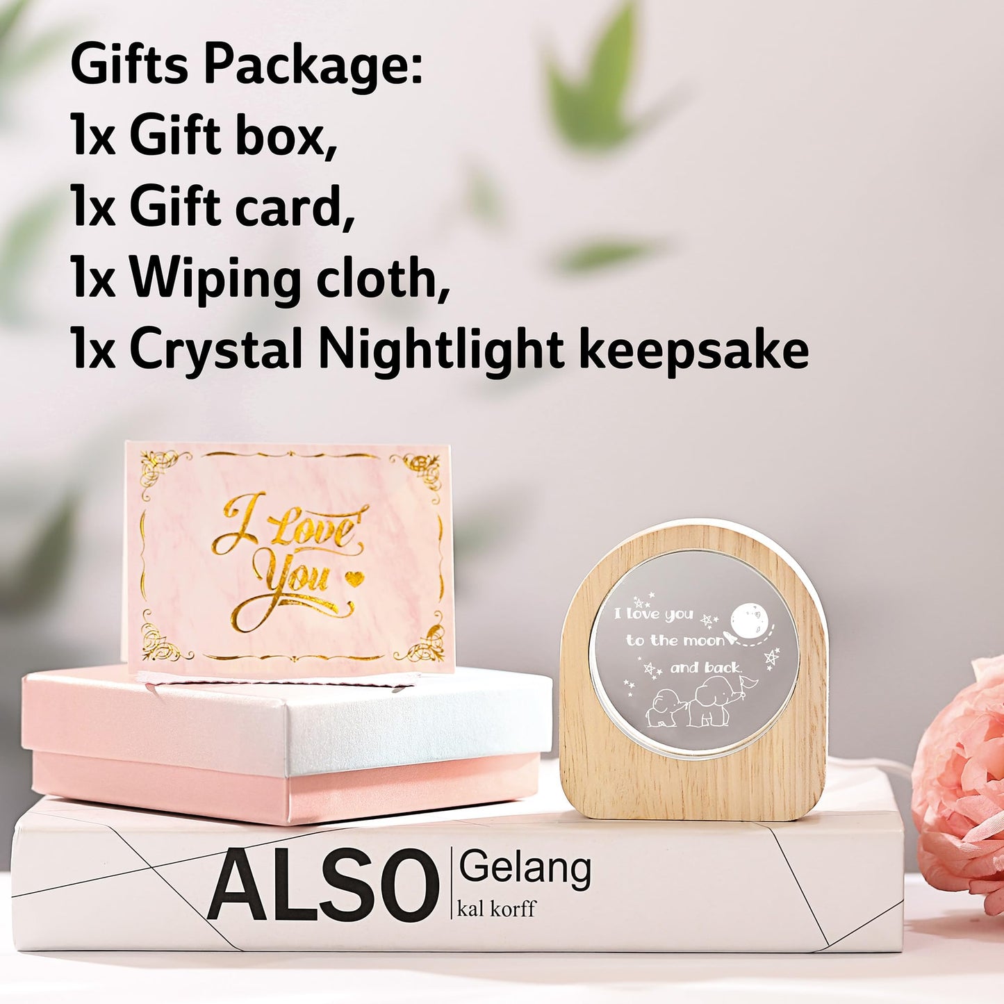 Zhshwat Mothers Birthday Day Gifts For Mom/Daughter  I Love You To The Moon And Back 3D Crystal Night Light Gifts For Mothers Day Thanksgiving Birthday Gifts From Daughter Son