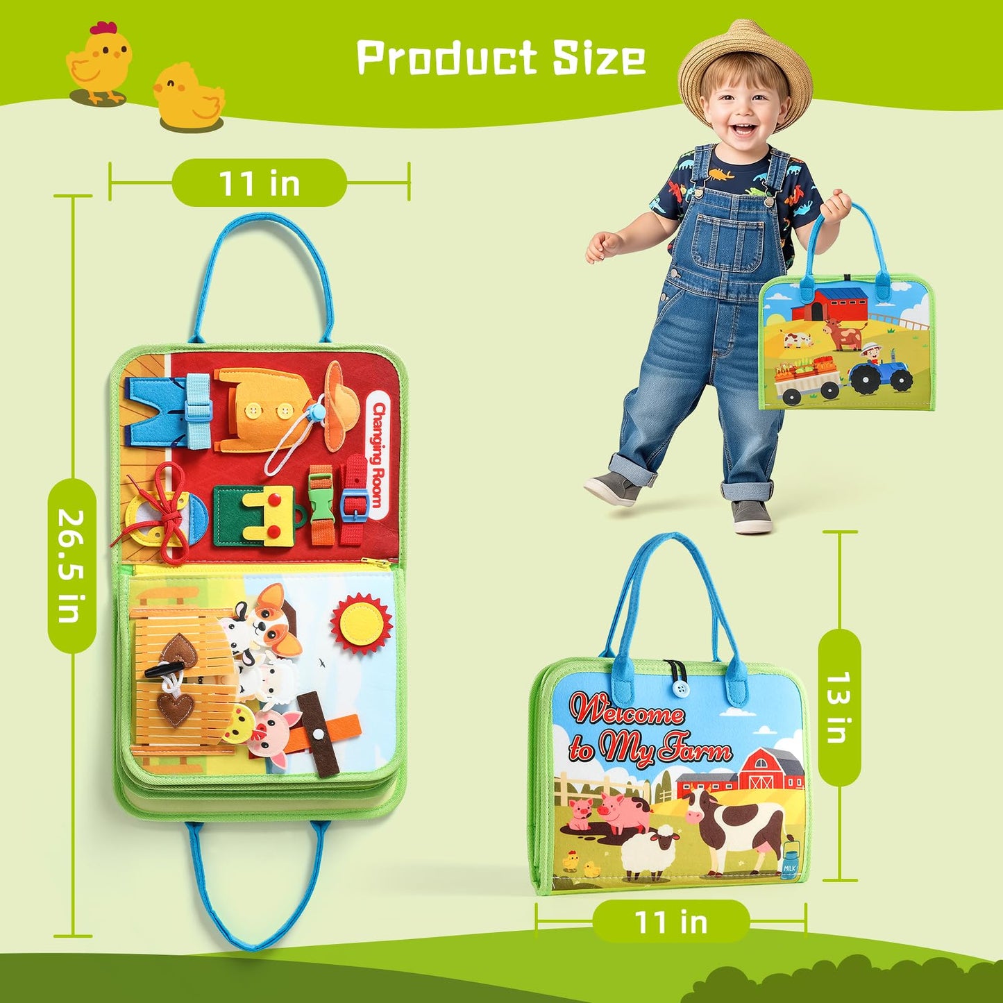 POIKSHARK Busy Board Montessori Toys for Toddler, Car Travel Activities Toys for Fine Motor Skills Development, Educational Preschool Sensory Busy Book for Kids, Best Gift for Boys & Girls