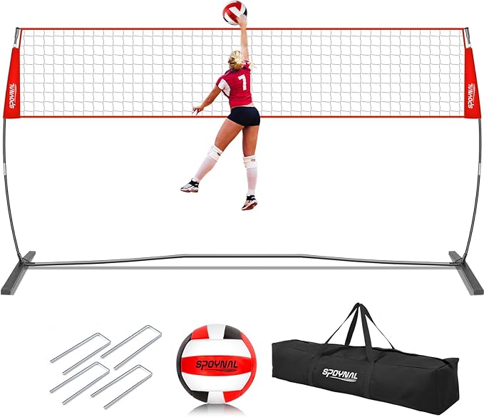 12FT/20FT Portable Volleyball Net Volleyball Net for Backyard Freestanding Volleyball Practice Net Outdoor Indoor Volleyba...