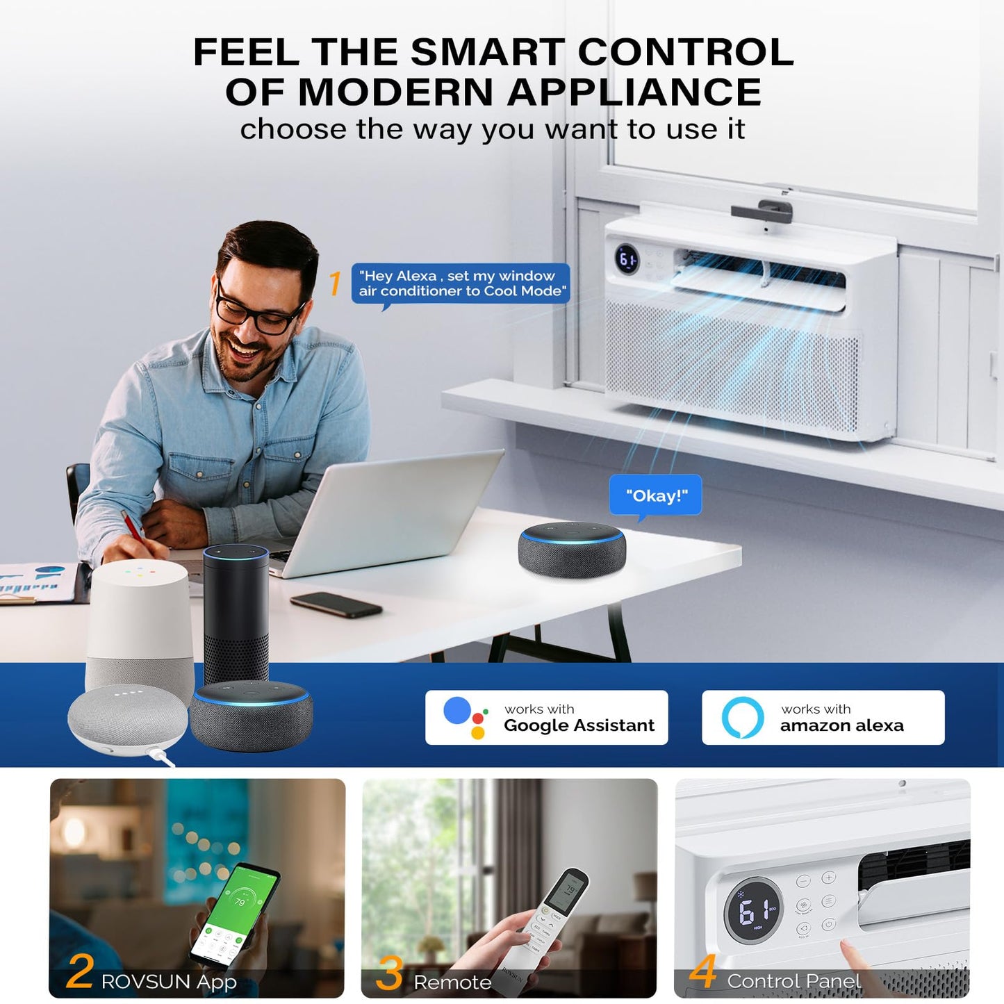 Rovsun 12000 Btu Inverter Window Air Conditioner With Wifi Function, Energy-Saving Window Ac Unit With Remote & App Control, Ult
