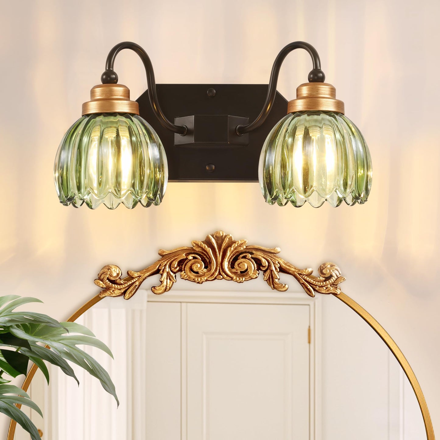 Vintage Bathroom Vanity Light, 2 Light Bathroom Lighting Fixtures Over Mirror, Mid Century Style Farmhouse Light Fixtures with G