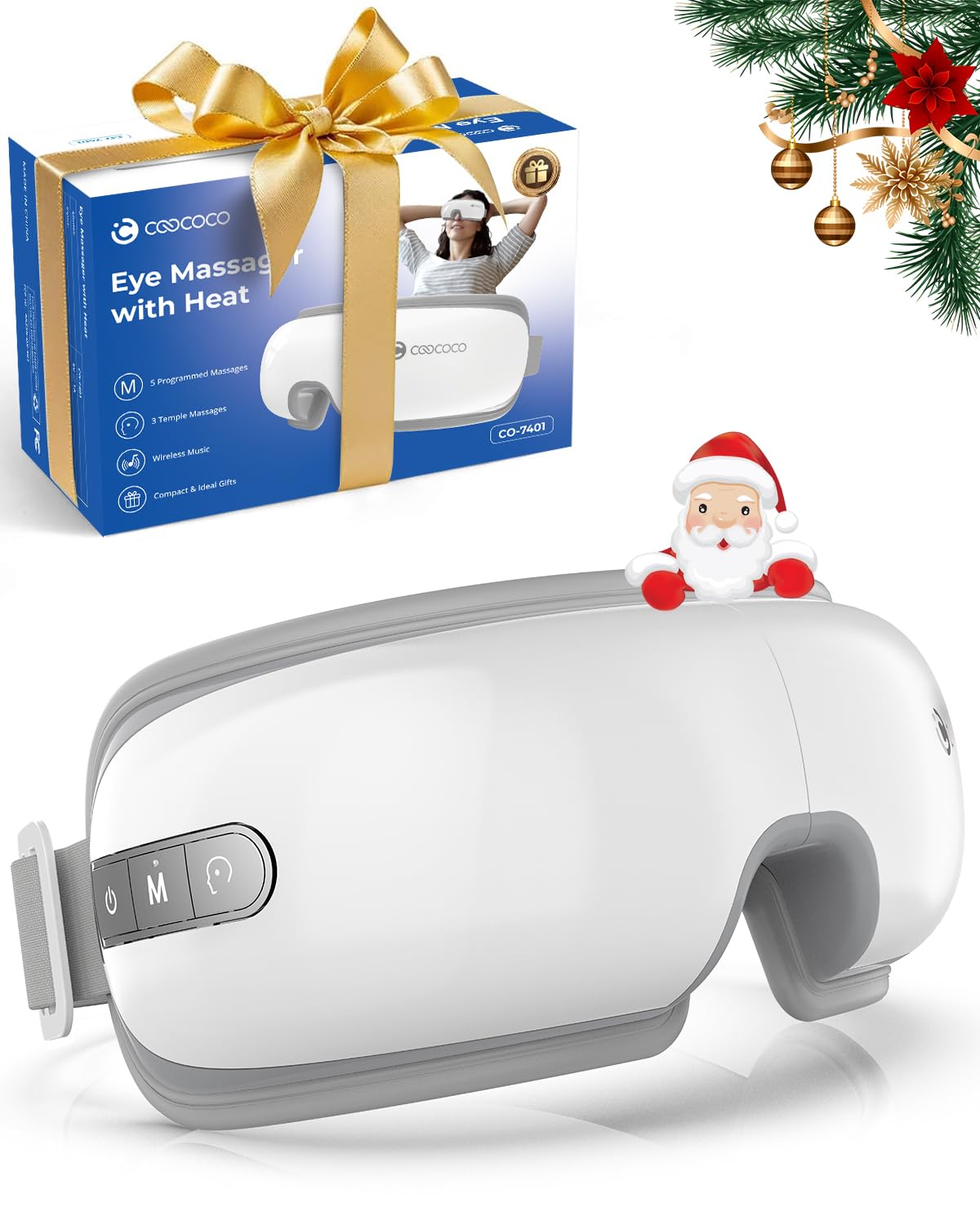 CooCoCo Eye Massager with Heat, Relaxation Birthday Gifts for Mom Dad Women Men Her Him, Heated Eye Mask for Migraine & Headache Relief, Dry Eyes, Improved Sleep