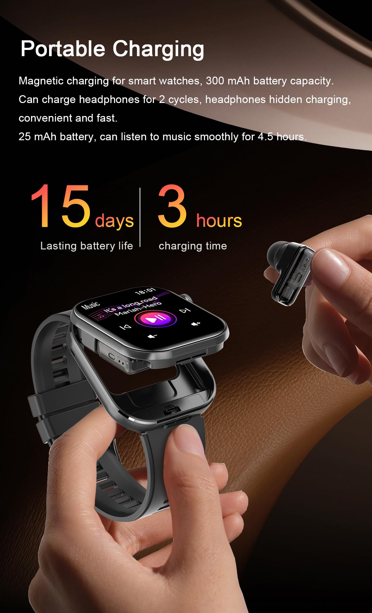 Military Smart Watch With Earbuds For Men, Bluetooth Calling Can Answer And Make Calls, Ip67 Waterproof Fitness Smart Watch, Spo