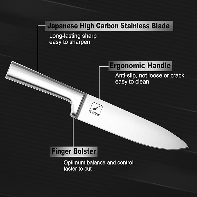 imarku 15 PCS Knife Set: Kitchen Knife Set with High Carbon Stainless Steel, Knife Block Set with Dishwasher Friendly Ultra Sharp Professional Chef Well Balance Knives Set, Best Gifts for Women Men