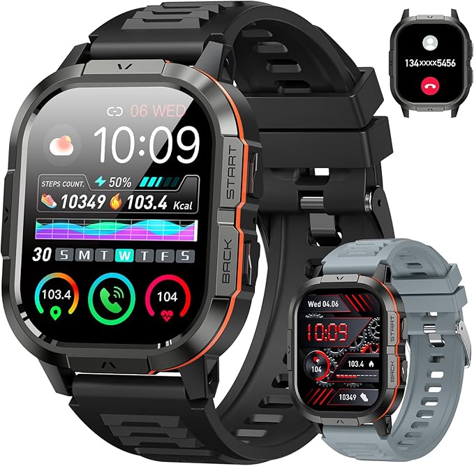 Smart Watch for Men Fitness Tracker: Make/Answer Call Military Smart Watches for Men Digital Watches Heart Rate Monitor Wa...
