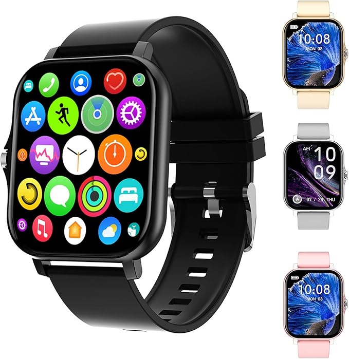 Smart Watch with Text & Call, Smartwatch for iOS Android Compatible, 1.7" HD Touchscreen Fitness Track, IP68 Waterproof, S...