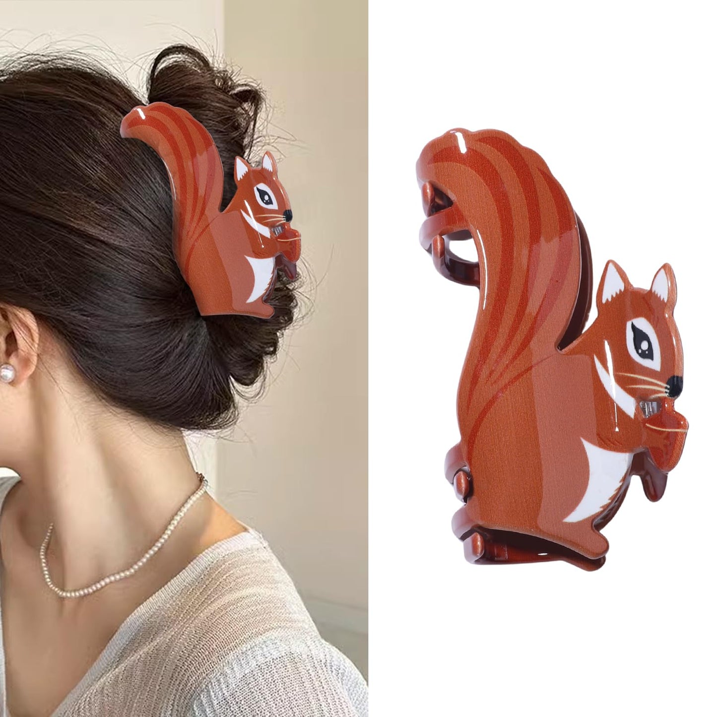 Fall Hair Clips Thanksgiving Cute Squirrel Hair Accessories for Girls Hair Clip Autumn Squirrel Claw Clips for Women Fashion Hai