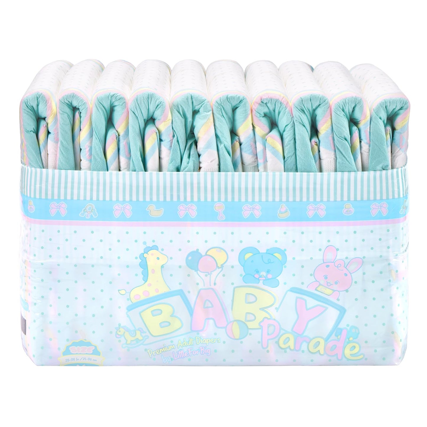 Littleforbig Adjustable Hook-and-Loop Fastener Closure Adult Printed Cloth Back Diaper 10 Pieces - Baby Parade (Medium 28"-38")