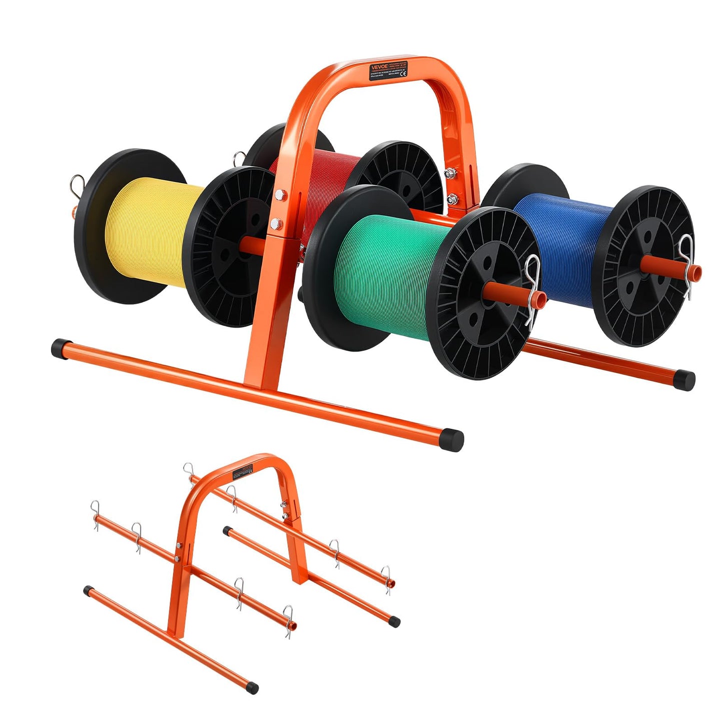 Vevor Wire Spool Rack, 100 Lbs Capacity, Smart Hand Caddy, Heavy-Duty Steel Wire Dispenser Holder For Up To 8 Spools, Max 9.45 I