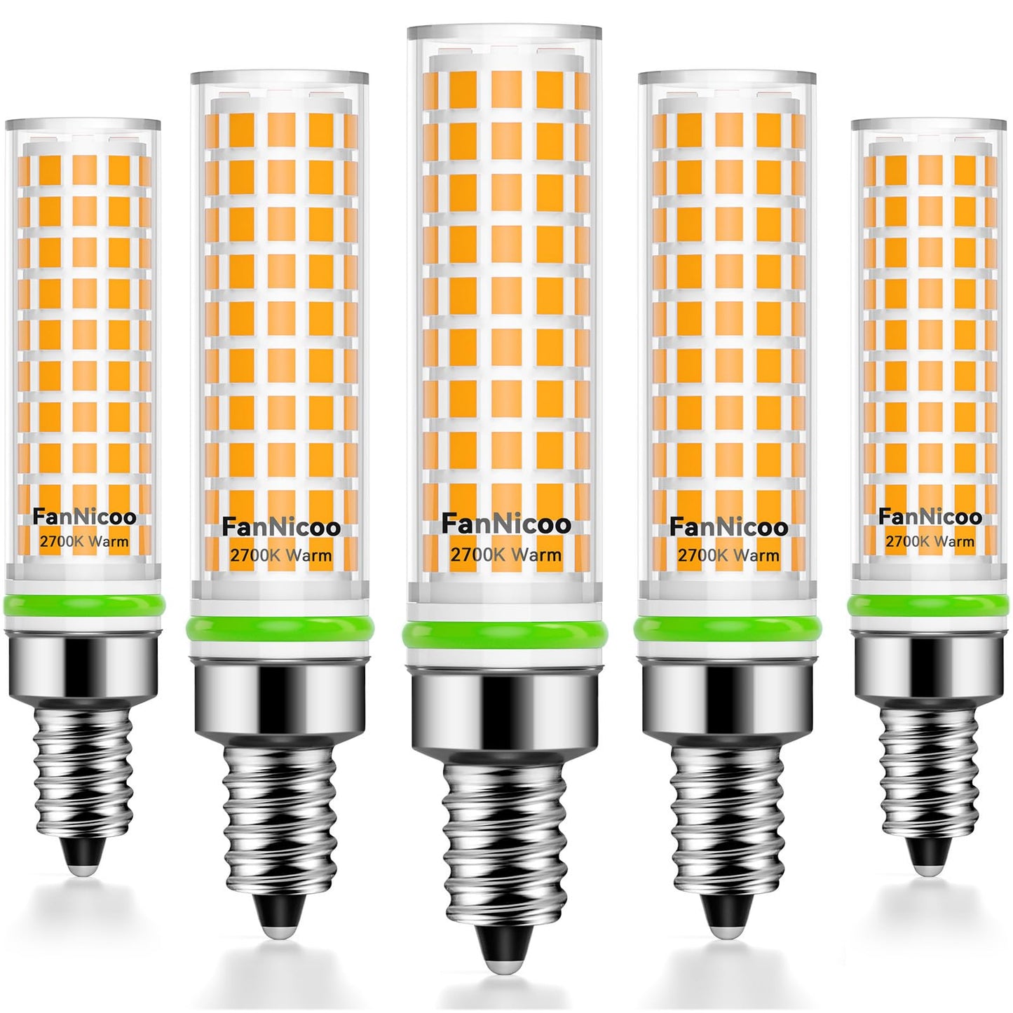 E12 Led Bulb 100W Equivalent 1200Lm 2700K Led Candelabra Bulbs Warm White 10W T6 C7 Candle Light Bulbs For Ceiling Fan Pendant Lighting Salt Lamp Non-Dimmable(5Pack)