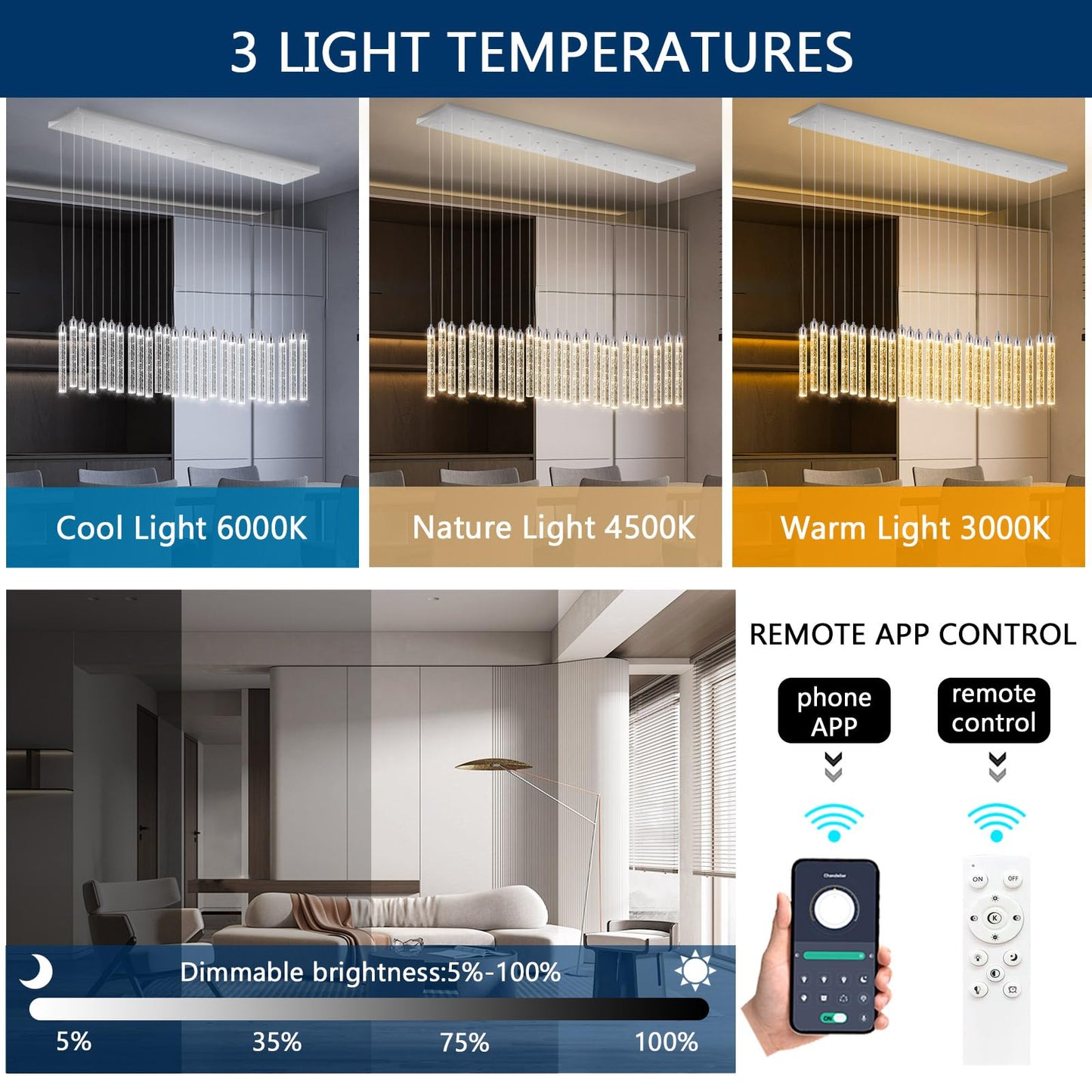 Rectangular Chandeliers 26-Lights Long Light For Entryway Led Dimmable Chandeliers Lighting Fixture Flat Sloped High Ceiling Pendant Lights Crystal For Living Room Foyer Hallway Staircase Silver