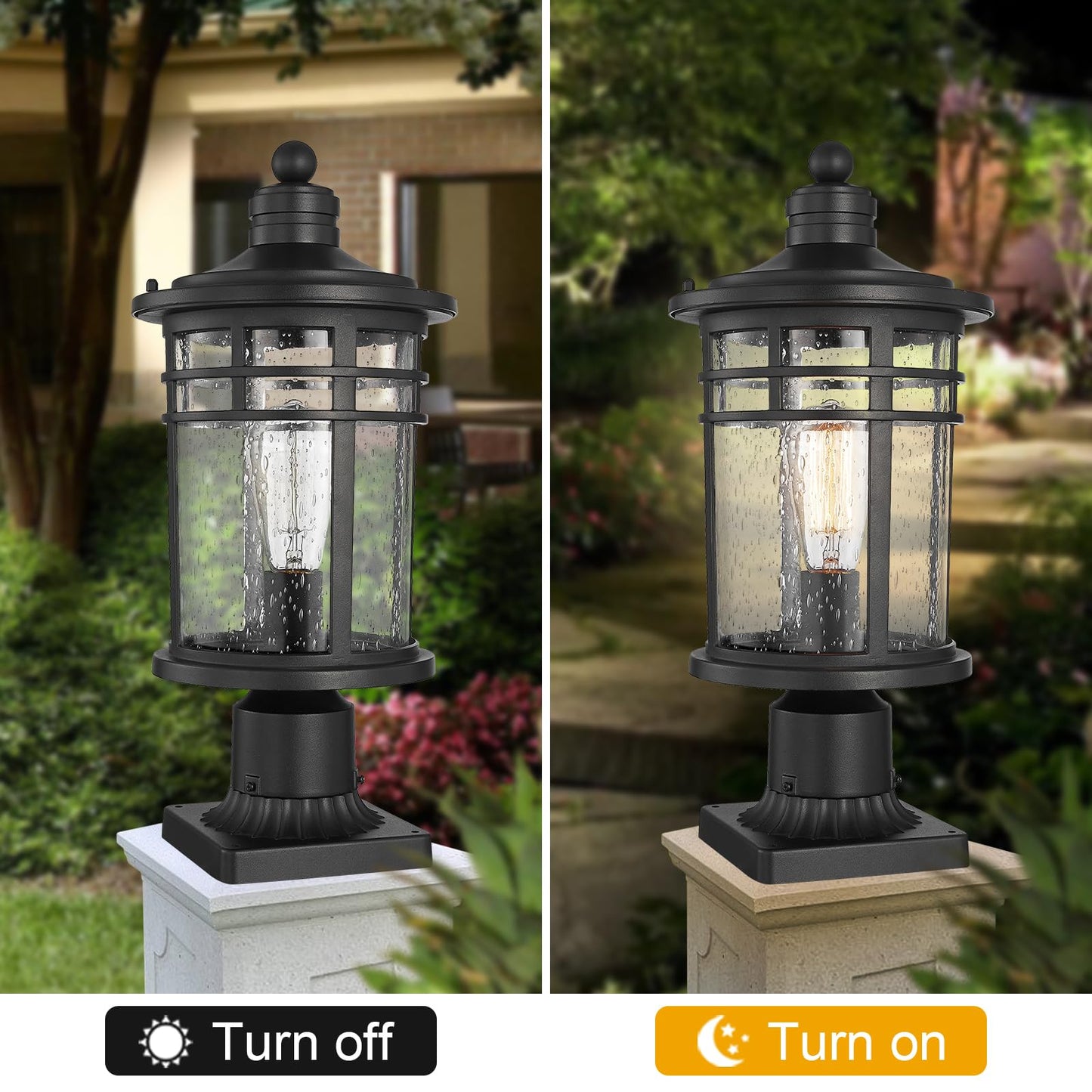 Darkaway Large Outdoor Post Lights Lamp Posts Outdoor Lighting  17Inch Post Lights Waterproof 2 Pack Outdoor Light Fixtures With Glassfor Outside Patio Yard Pathway