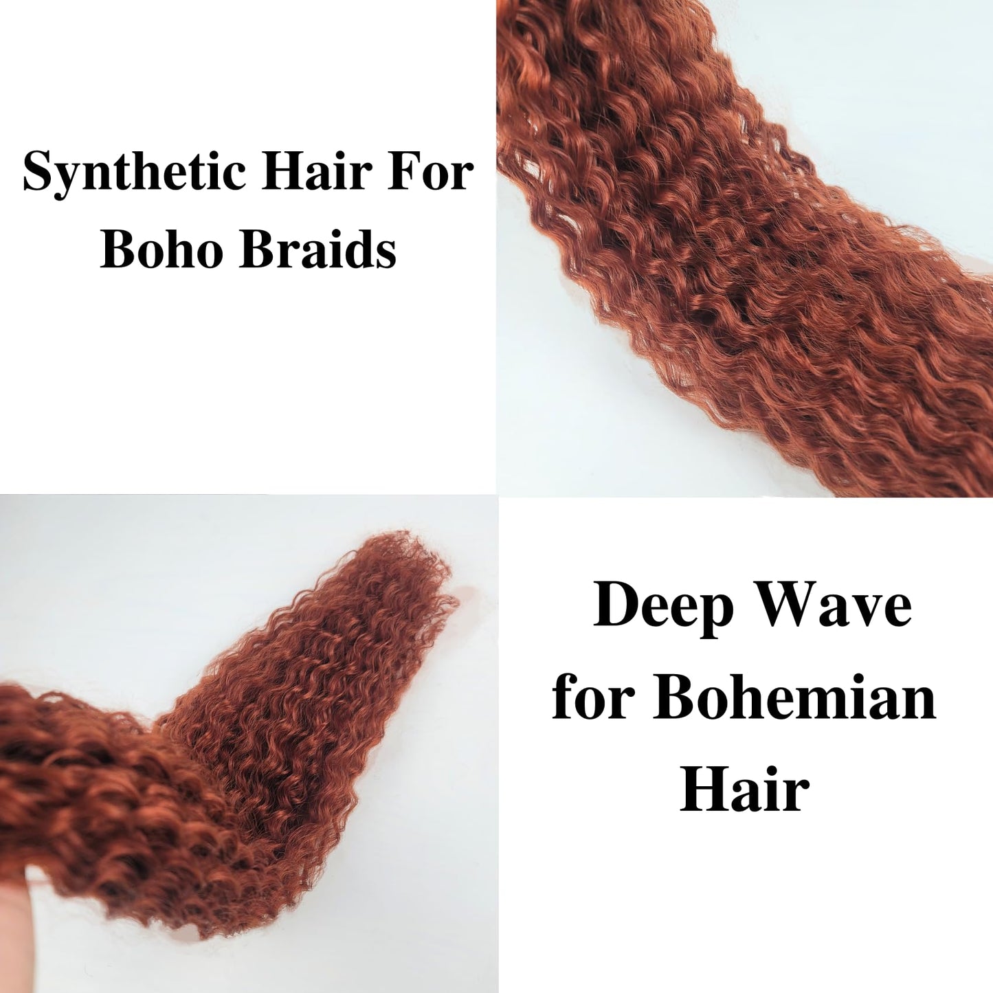 Ginger Braiding Hair Pre stretched Boho Hair for Mermaid Braiding Hair Extensions Micro Curl Boho Braids Curly Crochet Bohemian