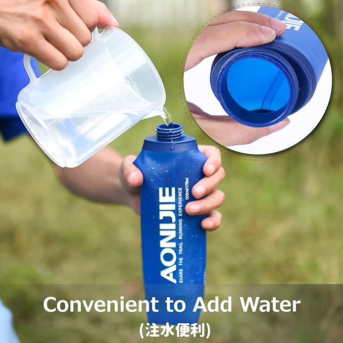 Azarxis Soft Flask Collapsible Water Bottle Running Soft Gel Flask Reservoir Handheld Folding TPU 250 500ml for Hydration Pack Hiking Cycling Climbing (250ml/8.45oz - 2 Pack with 2 Speed Straws)