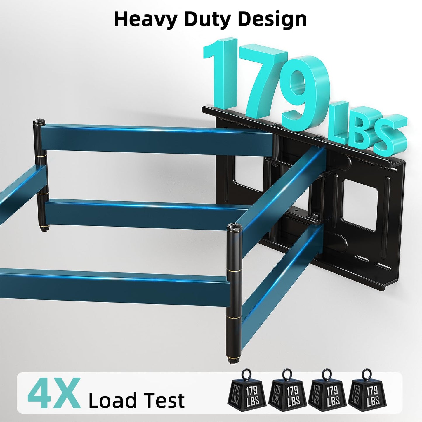 HCMOUNTING Heavy Duty TV Wall Mount for 42-90" TVs, 4X Load Tested Holds 179lbs, 40.9" Smooth Gliding Extension Arms, Full Motion Swivel & Tilt, VESA 800x400, Fits 16-18" Studs