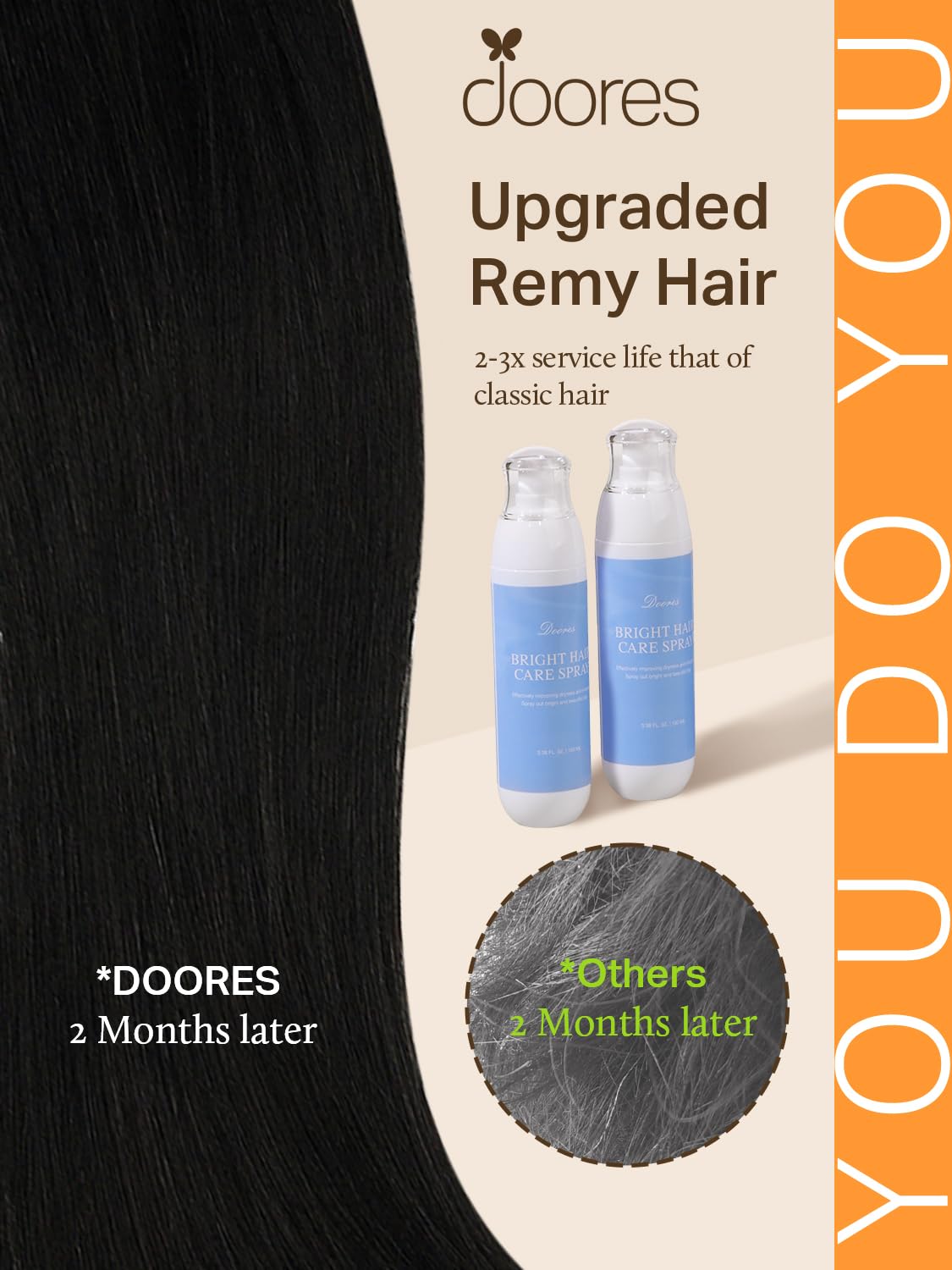 DOORES Sew in Hair Extensions Real Human Hair, Jet Black 22 Inch 110g, Hand Tied Weft Bundles Natural Straight Extensions