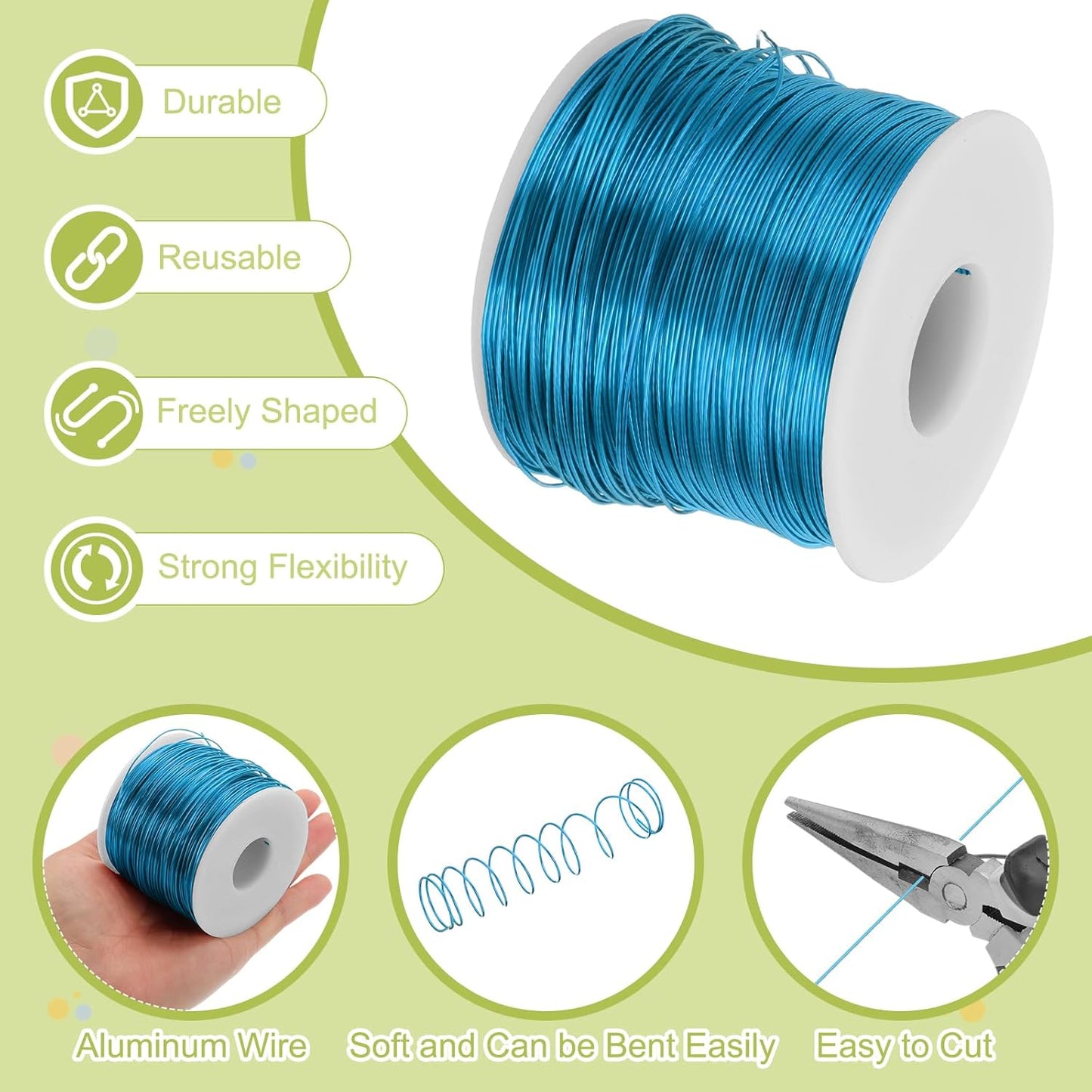 MECCANIXITY 20 Gauge Anodized Aluminum Craft Wire Bendable Bonsai Training Wire 771 Feet 0.8mm for Sculpting Crafts Wreath Floral Beading Jewelry Making, Blue