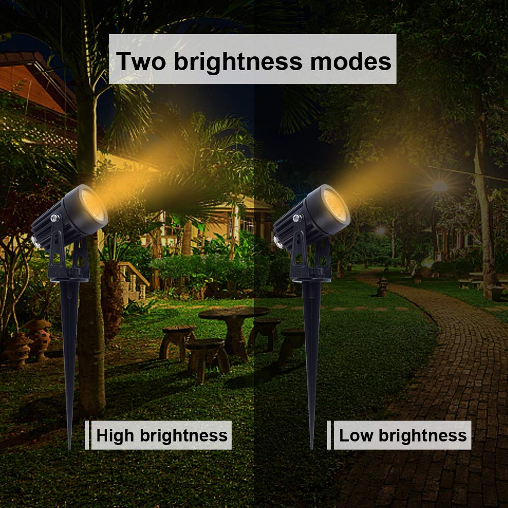 APONUO Solar Spot Lights Outdoor, IP65 Waterproof, 9.8ft Cable, Warm White, 4-in-1, Aluminum, Model: Spot Light02