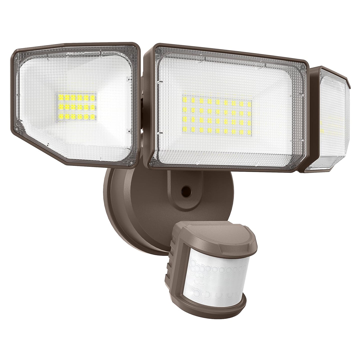 Abovizo 85W LED Security Light, 8500LM Motion Sensor, IP65 Waterproof, 6500K, 3 Heads, Brown, Model AB22/G85N-3