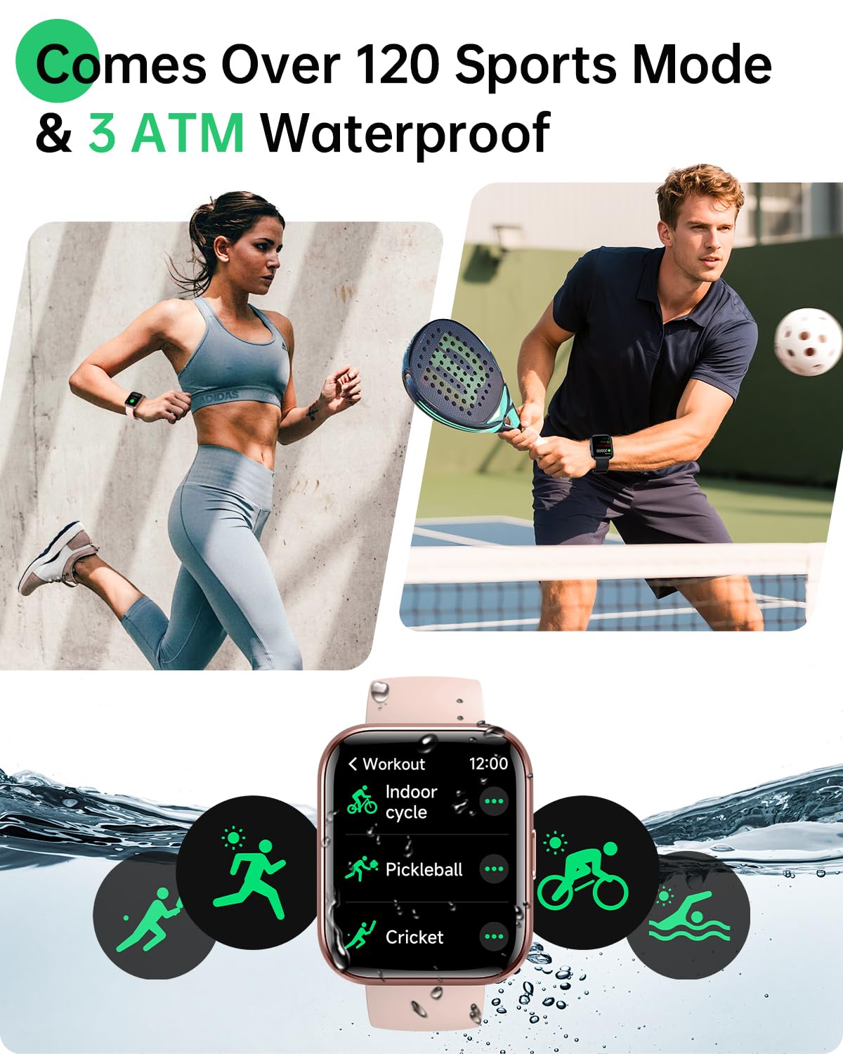 Smart Watches for Women and Men - Smart Watch Compatible for iPhone Android Phone,Alexa,Call & Notification Alerts,Heart Rate & Sleep Monitor,3 ATM Waterproof 1.83 Inches Fitness Tracker