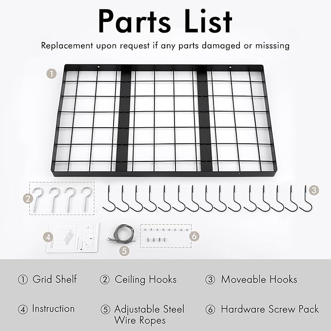 KES Ceiling Pot Rack 30 Inches, Hanging Pots and Pans Organizer Rack for Ceiling with 15 Hooks, Matt Black Kitchen Pot Hanger Rack, KUR219S75-BK